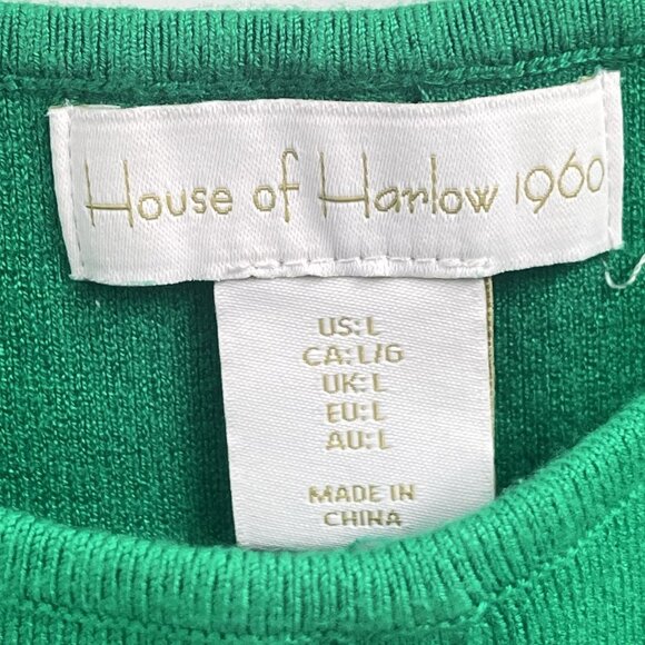 House of Harlow Kelly Green Knit Square Neck Tank Top Sz Large - Picture 3 of 5